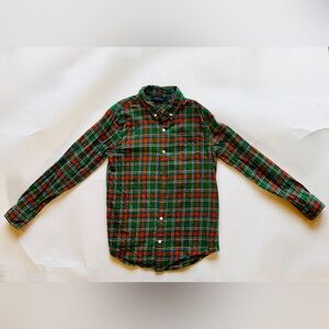 Janie and Jack Green and Red Plaid Button Down Shirt